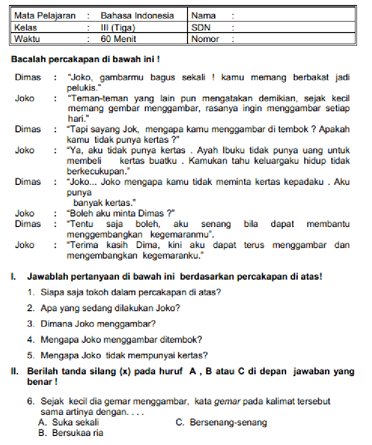 Asah Kemampuan Berbahasa Kumpulan Soal Bahasa Indonesia Kelas 3 SD