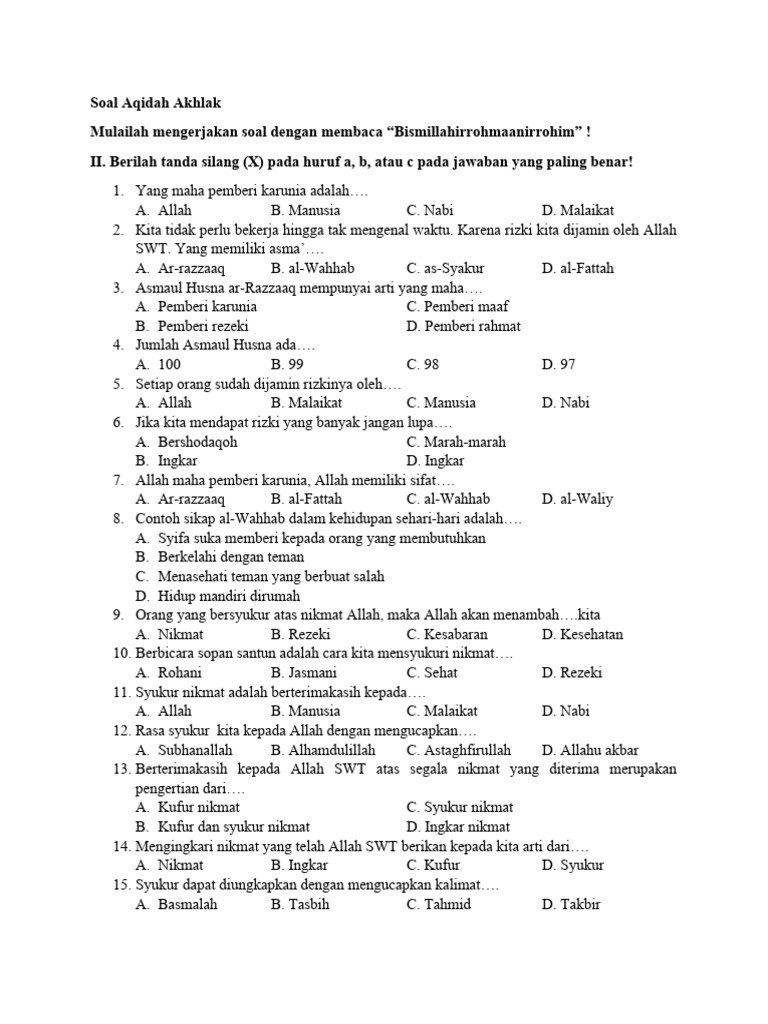 7 Contoh Soal Beribadah Hanya Kepada Allah Kelas 3 SD yang Wajib Dipelajari Anak Sekarang 7 Contoh Soal Beribadah Hanya Kepada Allah Kelas 3 SD yang Wajib Dipelajari Anak Sekarang