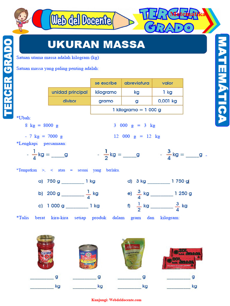 Latihan Ukuran Massa Untuk Kelas Tiga SD PDF