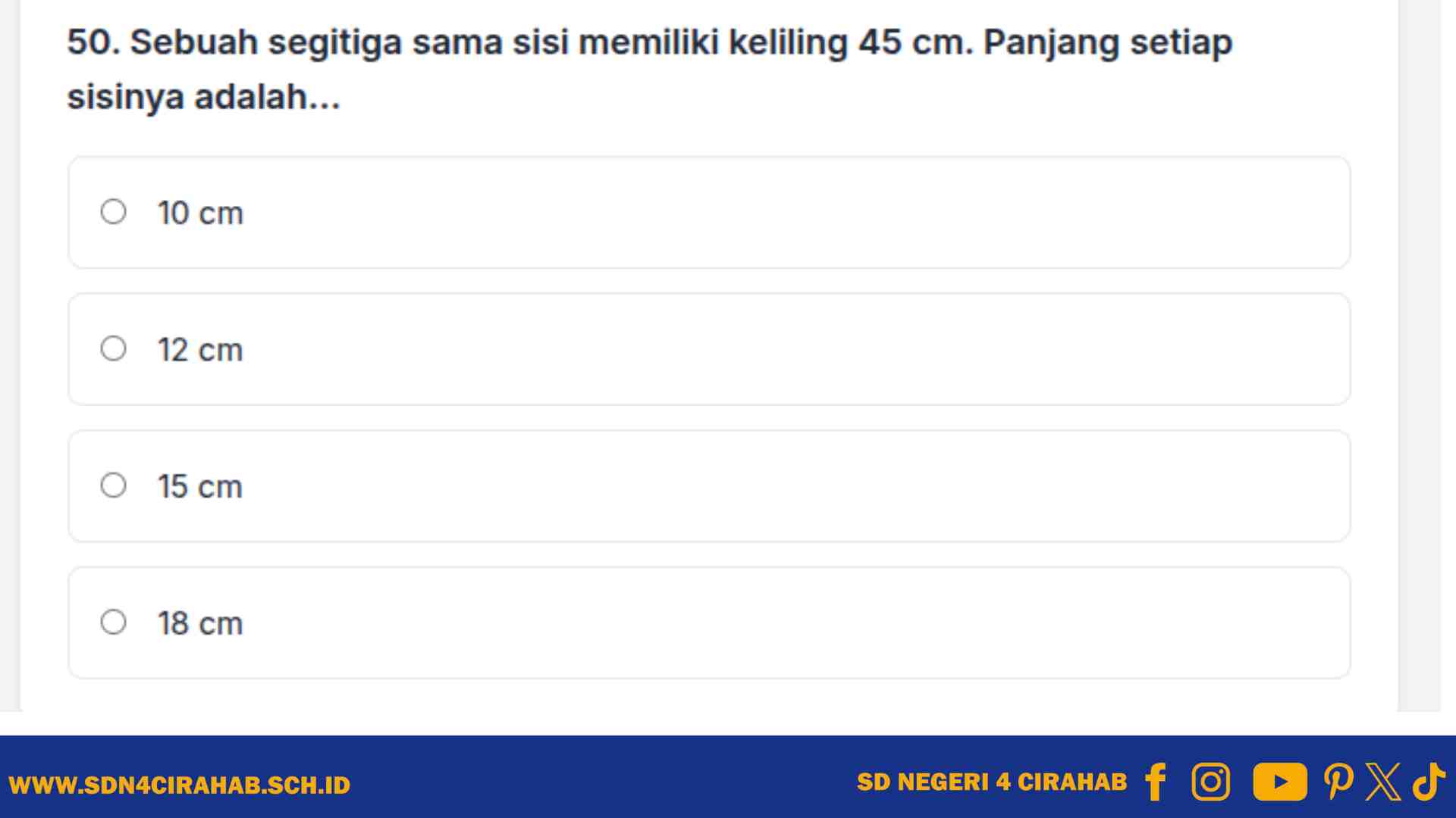 50 Contoh Soal TKA 2025 SD Lengkap dengan Jawaban dan Pembahasan 50 Contoh Soal TKA 2025 SD Lengkap dengan Jawaban dan Pembahasan
