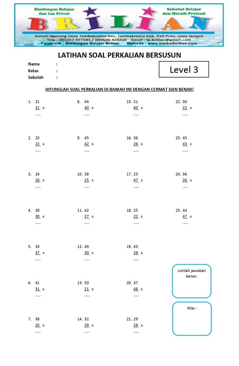 10 Contoh Soal Matematika Dasar Kali Bagi Kelas 3 SD Porogapit, Wajib Dicoba!